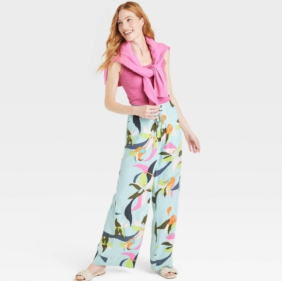 a new day Pants - Women's High-Rise Wide Leg Linen Pull-On Pants